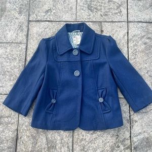Anthropologie Women's Tulle Navy Blue Wool Blend Pea Coat Size Medium